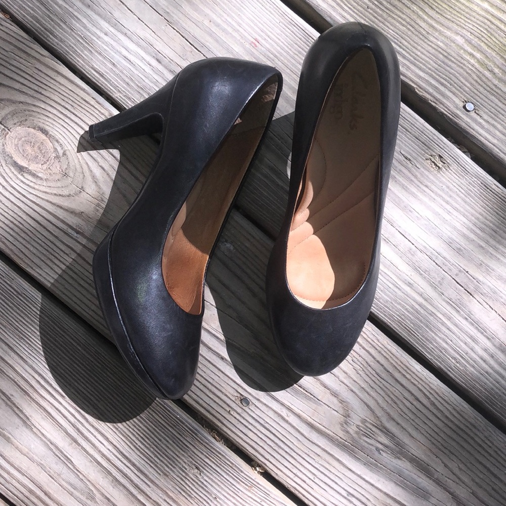 Clarks Black Leather Women’s Heels